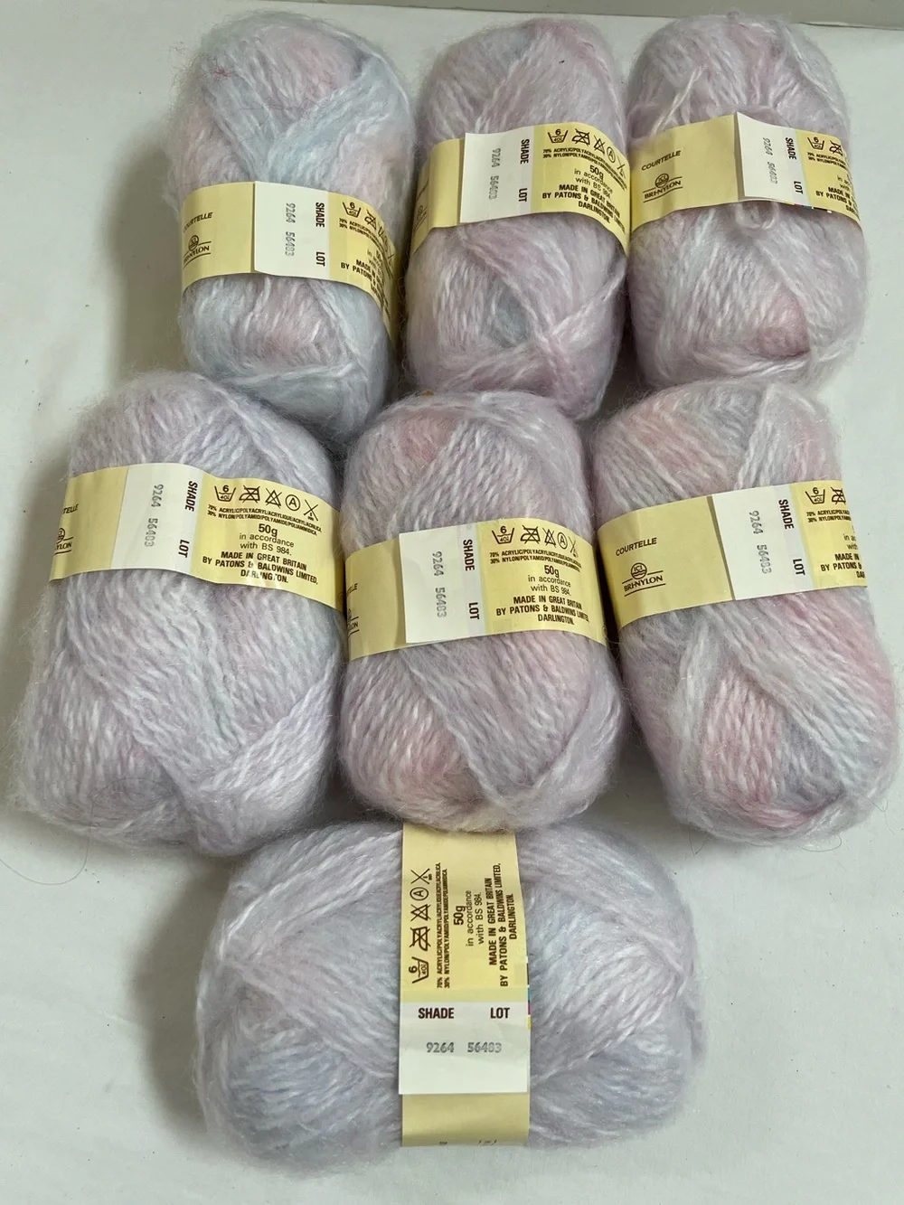 7 Skeins Patons Yarn Diana BRUSHED CHUNKY 50g Shade 9264 Lot 56483 Great Britain